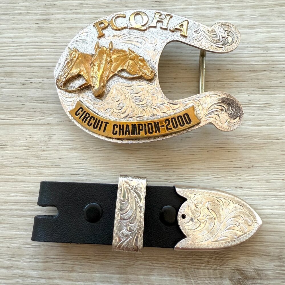 Vintage Silverado Buckle Silver PCQHA Circuit Champion 2000 Western Rodeo Horse - Picture 7 of 11